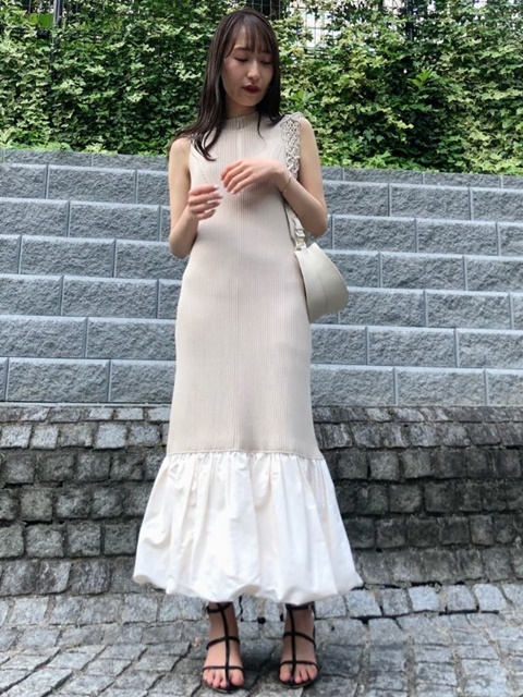 異素材コンビニットワンピース マキシ丈 ロングワンピース Celford セルフォード ファッション通販 ウサギオンライン公式通販サイト