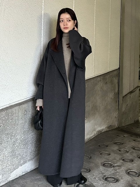 todayful Stole Wool Coat モカ 36 ロングコート-