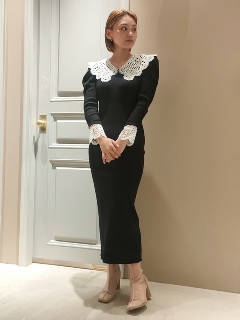 LILY BROWN×宮脇咲良】レースカラーニットワンピース 安い通販サイト