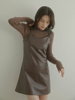 ACYM/Fit eco leather ワンピース/マキシ丈/ロングワンピース