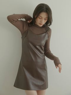 ACYM/Fit eco leather ワンピース/マキシ丈/ロングワンピース