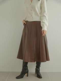 ACYM/Eco leather flare long スカート/マキシ丈/ロングスカート