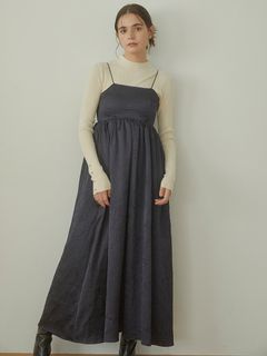 ACYM/Pinstrap volume satin dress/マキシ丈/ロングワンピース