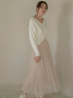 ACYM/Cache couer tulle combi dress/マキシ丈/ロングワンピース