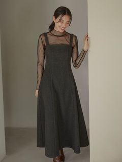 ACYM/Corset line flare dress/マキシ丈/ロングワンピース