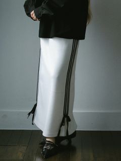 AMAIL/Line ribbon jersey skirt/マキシ丈/ロングスカート