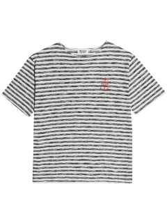 Beyond Closet/【UNISEX】NOMANTIC ANCHOR LOGO STRIPE 1/2 BOAT NECK T-SHIRTS/カットソー/Tシャツ