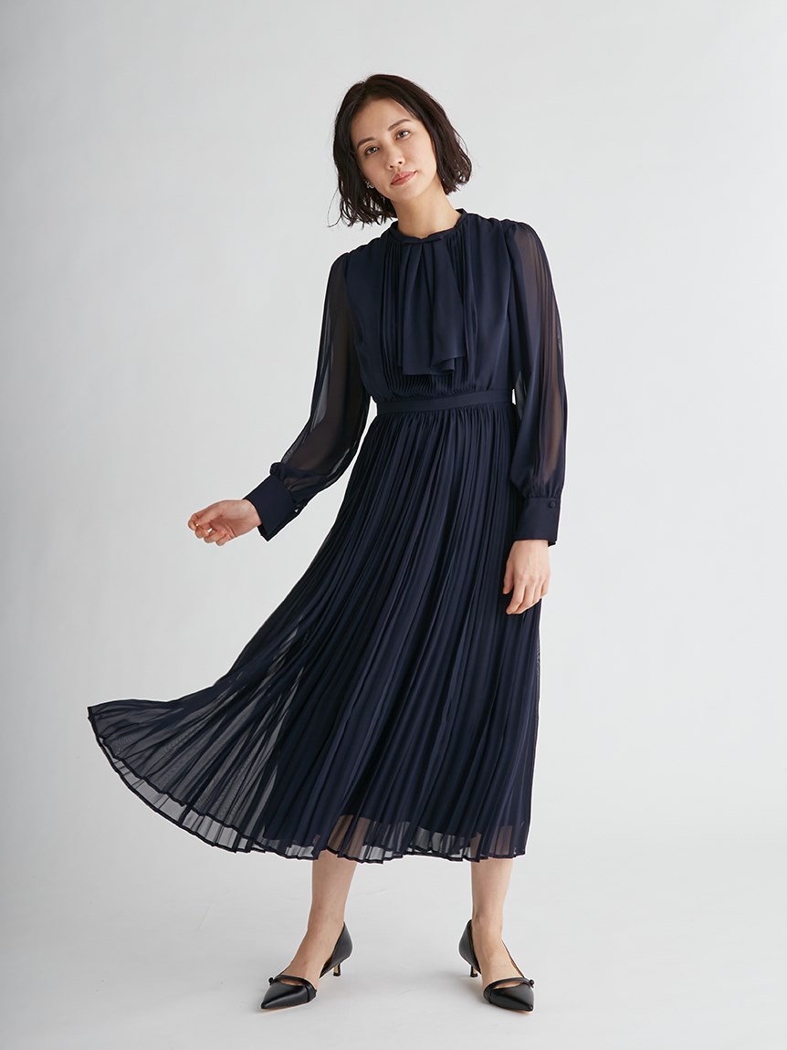 HANAE MORI  千鳥格子柄 リネンシャツワンピース ポシェット付き