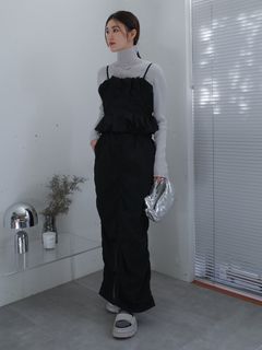 emmi atelier/【emmi atelier】ナイロンストレートシルエットスカート/マキシ丈/ロングスカート