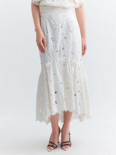 eimy istoire/【セットアップ対応】flower embroideryマーメイドスカート/膝丈/ミディ丈スカート