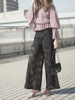 ELENORE/See Through Dramatic Lace Pants/フルレングス