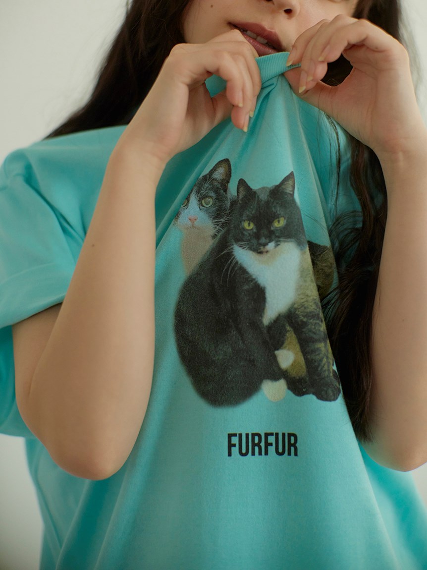 FURFUR×上國料萌衣】トリプルキャットフォトTシャツ（カットソー/T ...