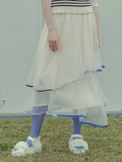FURFUR/【限定サイズ】ダブルトリミングヘムスカート/マキシ丈/ロングスカート