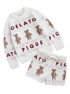 gelato pique Kids＆Baby/【HOLIDAY】【JUNIOR】アグリーベアジャガードプルオーバー+ショートパンツSET/セットアップ