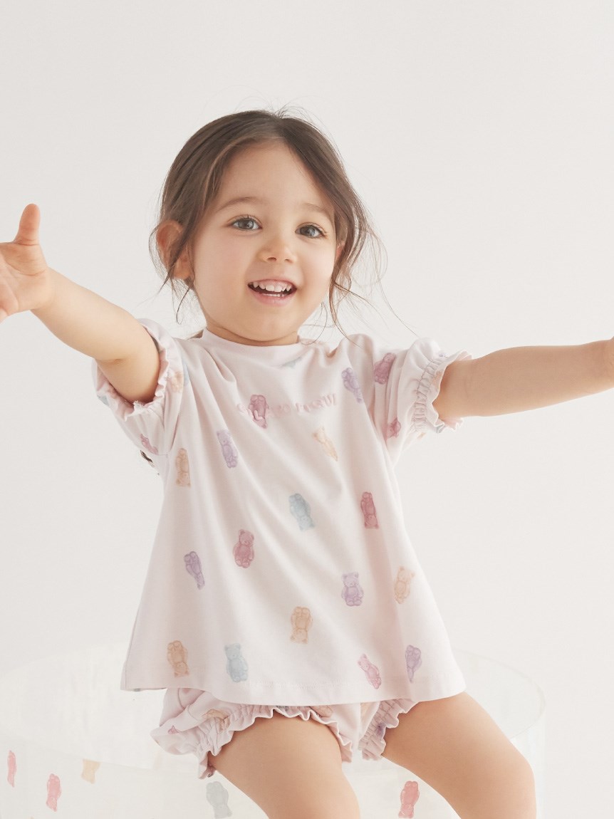 BABY】チューイーベア柄パフスリーブTシャツ(トップス)|gelato