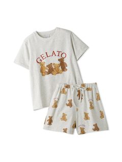 gelato pique Kids＆Baby/【JUNIOR】ベアワンポイントTシャツ&ベア柄ショートパンツセット/セットアップ