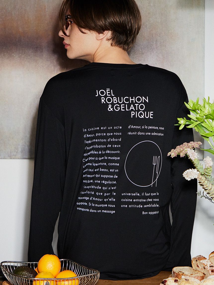 JOEL ROBUCHON】【HOMME】レーヨンシルクバックプリントロングTシャツ 