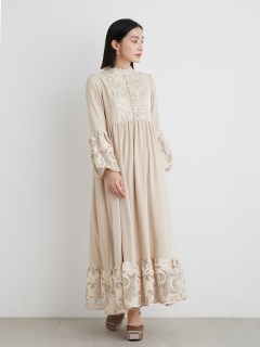 LILY BROWN/velor刺繍スイッチングバルーンドレス/ドレス