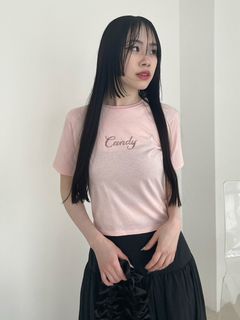 LILY BROWN/[L.B CANDY STOCK]ビジューロゴTシャツ/カットソー/Tシャツ