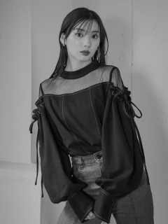 LEANN MOMENT/Sheer Combination Stitch Blouse/シャツ/ブラウス