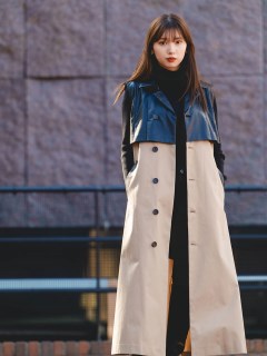 LEANN MOMENT/Faux leather tuck gilet/トレンチコート