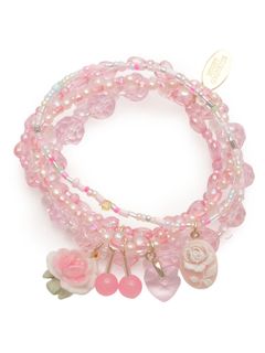 MICHU COQUETTE/Vintageチャーム付き4連Bracelet-Pink/ブレスレット/バングル