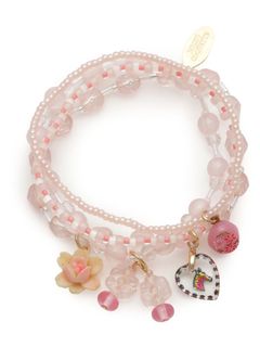 MICHU COQUETTE/Vintageチャーム付き4連Bracelet-Light Pink/ブレスレット/バングル