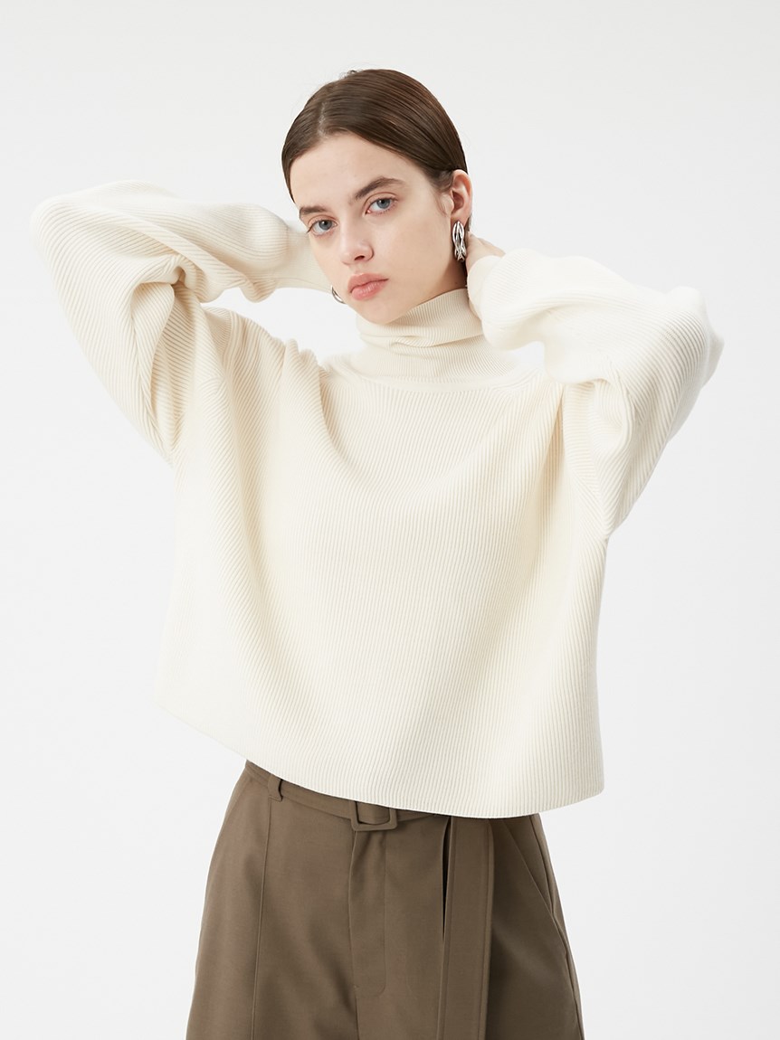 washable sustainable ショート丈畦ニット(ニット)|MIESROHE