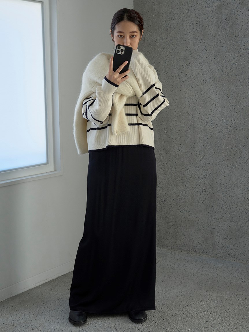 washable sustainable ショート丈畦ニット(ニット)|MIESROHE