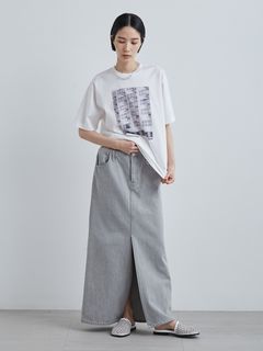 MIESROHE/sustainableデニムナロースカート/マキシ丈/ロングスカート