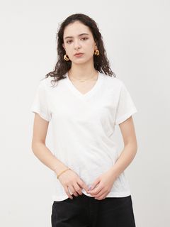 Mila Owen/VネックコンパクトスラブTシャツ【手洗い可能】/カットソー/Tシャツ
