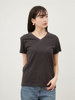 Mila Owen/VネックコンパクトスラブTシャツ【手洗い可能】/カットソー/Tシャツ