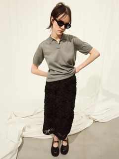ミラ オーウェン(Mila Owen)のシアーモチーフファブリックストレートスカート マキシ丈/ロングスカート