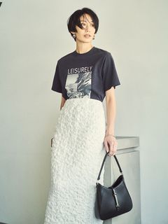 Mila Owen/シャーリングファブリックストレートスカート/マキシ丈/ロングスカート