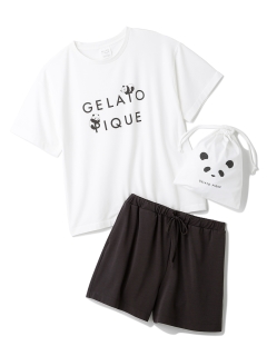 gelato pique/【ONLINE限定】パンダワンポイントTシャツ&ショートパンツ&巾着3点セット/セットアップ