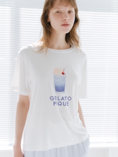 gelato pique/【接触冷感】ソーダフロートワンポイントTシャツ/Tシャツ/カットソー
