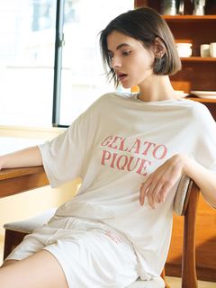 gelato pique/【接触冷感】カラフルレーヨンロゴTシャツ＆ショートパンツセット/セットアップ
