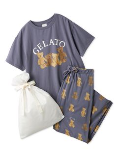 gelato pique/【ラッピング済み】ベアワンポイントTシャツ＆ロングパンツSET/セットアップ