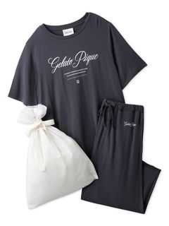 gelato pique/【ラッピング済み】レーヨンロゴTシャツ＆8分丈パンツSET/セットアップ