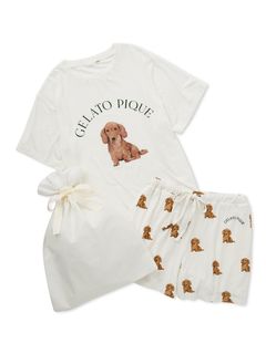 gelato pique/【ラッピング済み】DOG柄ワンポイントTシャツ＆ショートパンツSET/セットアップ