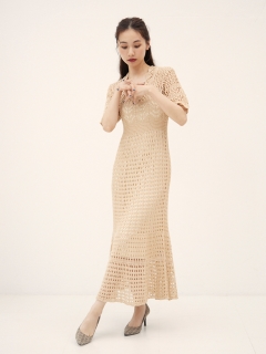 RANDEBOO/Crochet knit dress/マキシ丈/ロングワンピース