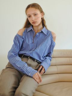 RANDEBOO/Stripe shoulder shirt/シャツ/ブラウス
