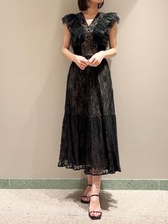 SNIDEL/【限定】ラメプリーツレースドレス/ドレス