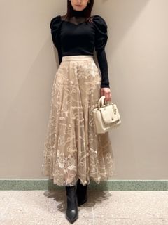 SNIDEL/スパンコール刺繍スカート/マキシ丈/ロングスカート