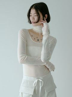 SORIN/Flocky Tulle Ballerina Neck Bodysuit/カットソー/Tシャツ