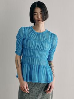 SORIN/Sheer Tricot Shirring T-shirt/カットソー/Tシャツ