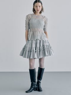 SORIN/Soft Broad Circular  Gathered Skirt/膝丈/ミディ丈スカート