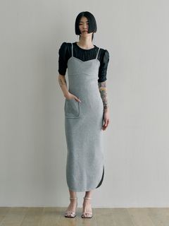 SORIN/Linen Like Knit Body Shape Dress/膝丈/ミディ丈ワンピース