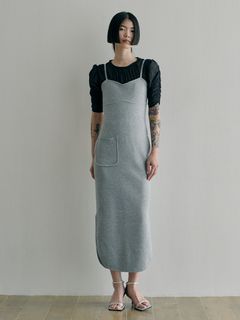 SORIN/Linen Like Knit Body Shape Dress/膝丈/ミディ丈ワンピース