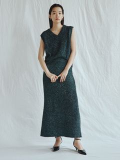 styling//ラメ フェザーニットロングスカート/マキシ丈/ロングスカート